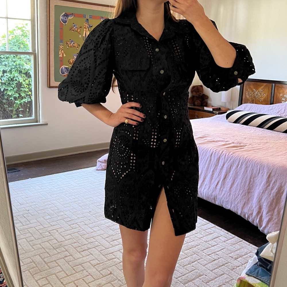 Ganni Eyelet Black Dress